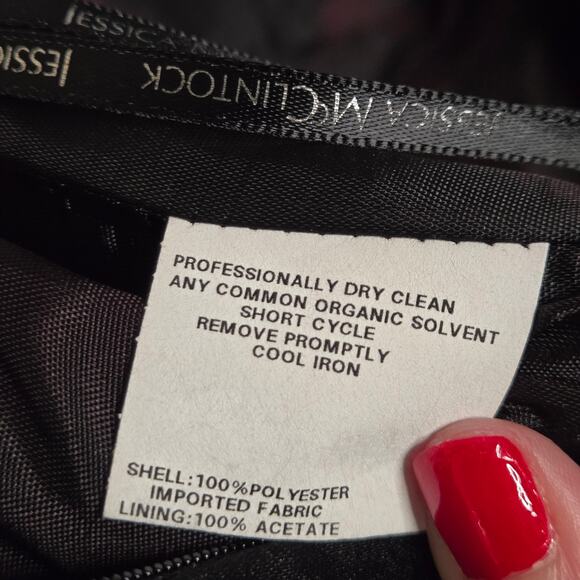 Vintage 90s Jessica McClintock Gunne Sax Black Pink Satin Formal Dress Prom Bow - Picture 15 of 16